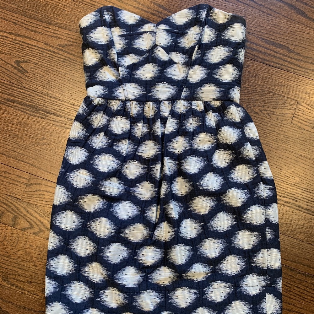 Shoshanna Blue and White Strapless Dress, Size 2